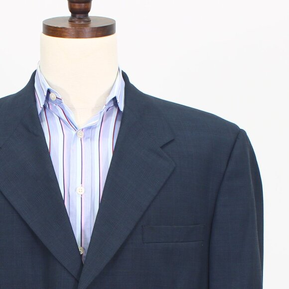 Tom James 46R 48x30 Navy Full Suit 3-Button Check R630 - Picture 7 of 15
